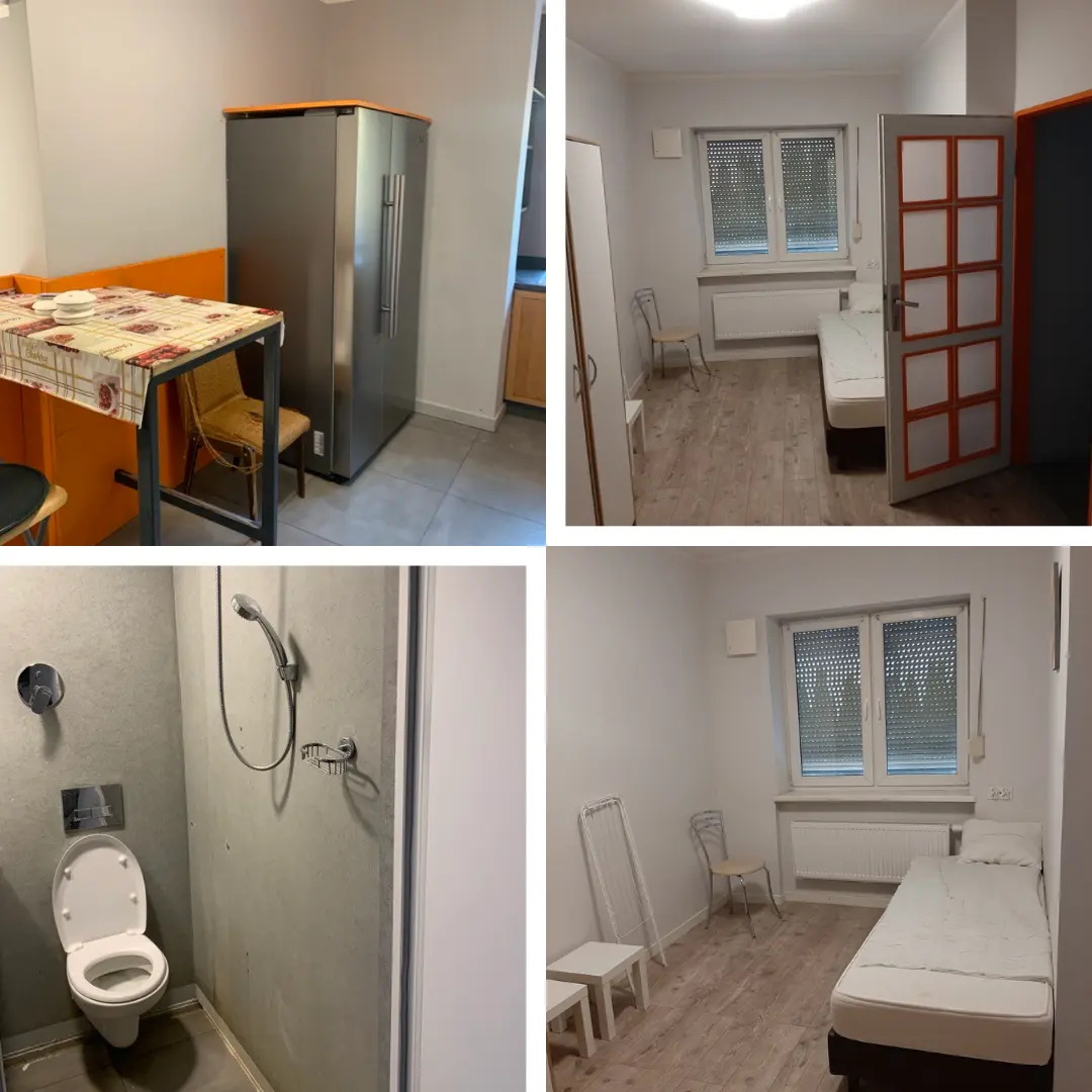 Кухонний куточок, кімната й душова в житлі для працівників